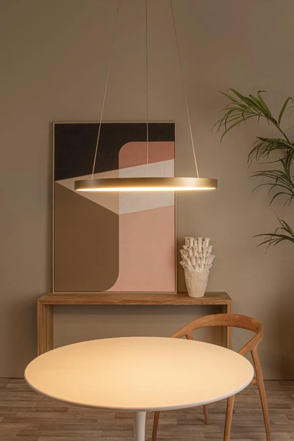 Lucide VIDAL - Pendant light - Ø 58 cm - LED Dim. - 1x48W 2700K - Matt Gold / Brass - ambiance 1